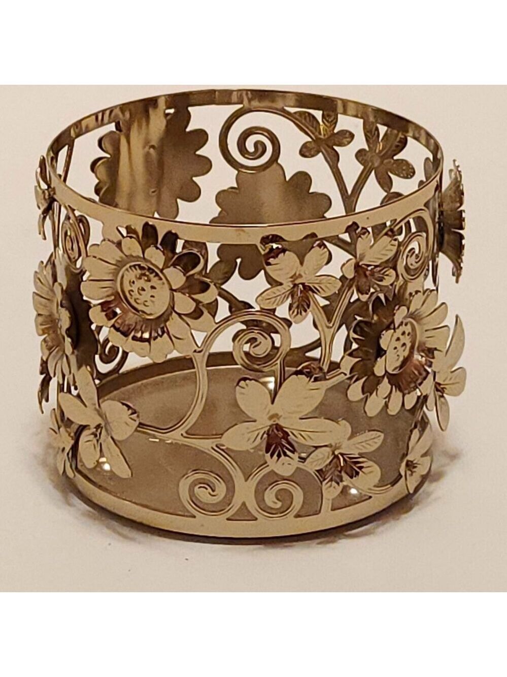 BEAUTIFUL Bath and Body Works Candle Holder Spring Sunflowers 3D GOLD FLOWERS